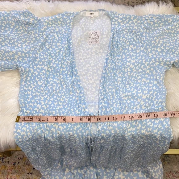 Free People RAHI Blue Butterfly Duster Kimono Size OS/ALL Beach Coverup - Picture 14 of 16